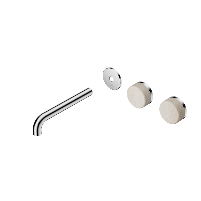 Nero Serenity Offset Wall Basin Set Trim Kit 160/185/220mm - Rome Travertine Handle - Design 10