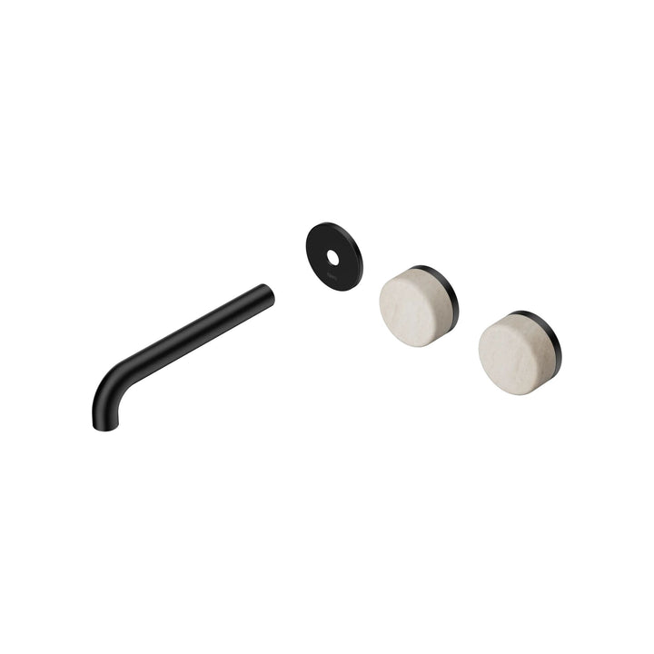 Nero Serenity Offset Wall Basin Set Trim Kit 160/185/220mm - Rome Travertine Handle