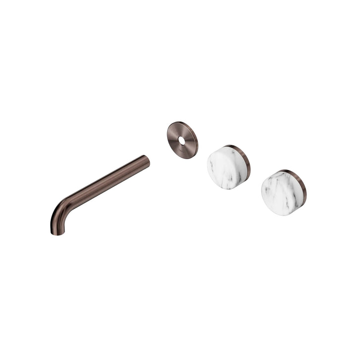 Nero Serenity Offset Wall Basin Set Trim Kit 160/185/220mm - Arabescato Corchia Handle