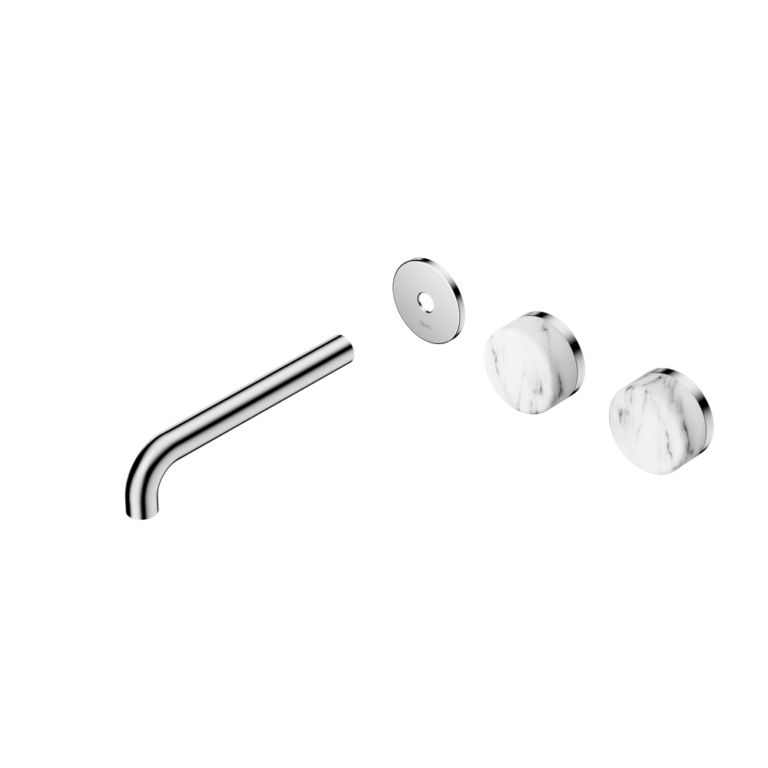 Nero Serenity Offset Wall Basin Set Trim Kit 160/185/220mm - Arabescato Corchia Handle - Design 10