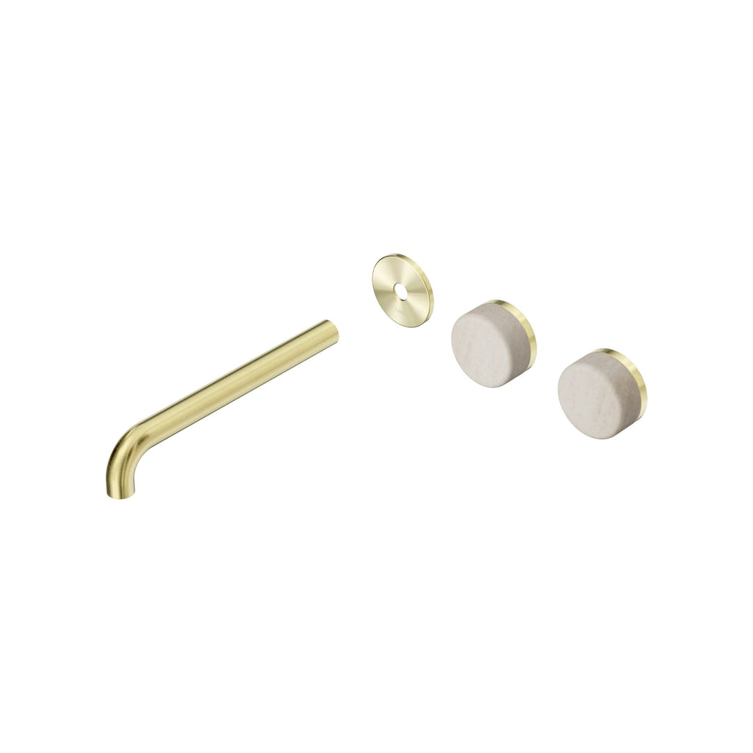 Nero Serenity Offset Wall Basin Set Trim Kit 160/185/220mm - Rome Travertine Handle