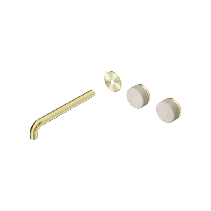 Nero Serenity Offset Wall Basin Set Trim Kit 160/185/220mm - Rome Travertine Handle