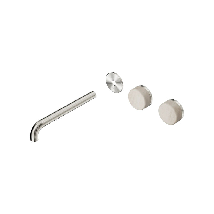 Nero Serenity Offset Wall Basin Set Trim Kit 160/185/220mm - Rome Travertine Handle