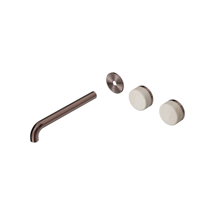 Nero Serenity Offset Wall Basin Set Trim Kit 160/185/220mm - Rome Travertine Handle