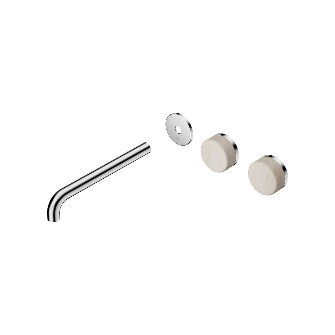 Nero Serenity Offset Wall Basin Set Trim Kit 160/185/220mm - Rome Travertine Handle