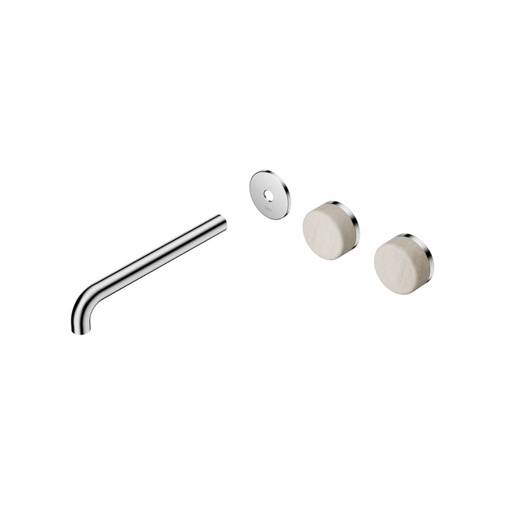 Nero Serenity Offset Wall Basin Set Trim Kit 160/185/220mm - Rome Travertine Handle