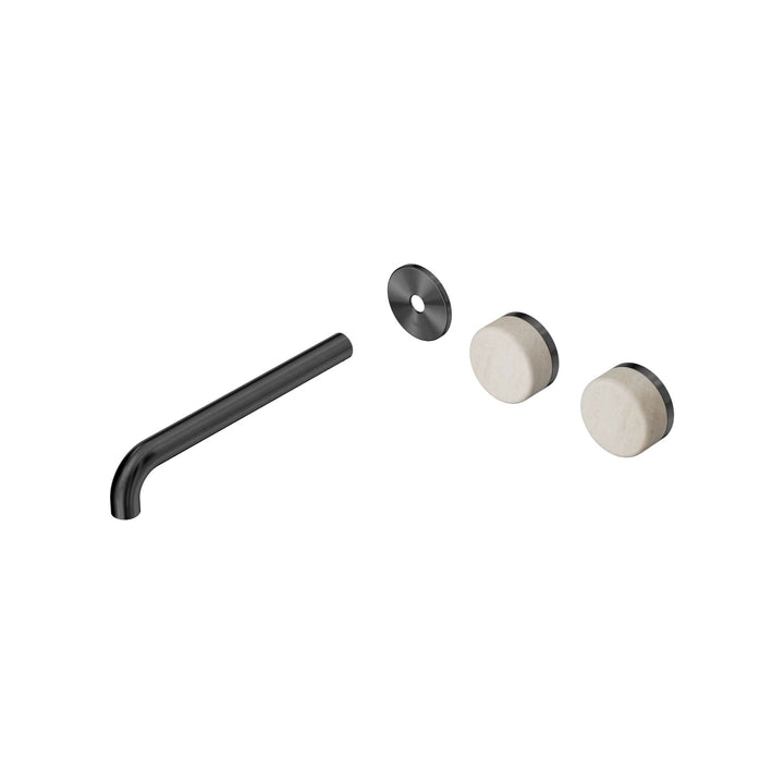Nero Serenity Offset Wall Basin Set Trim Kit 160/185/220mm - Rome Travertine Handle
