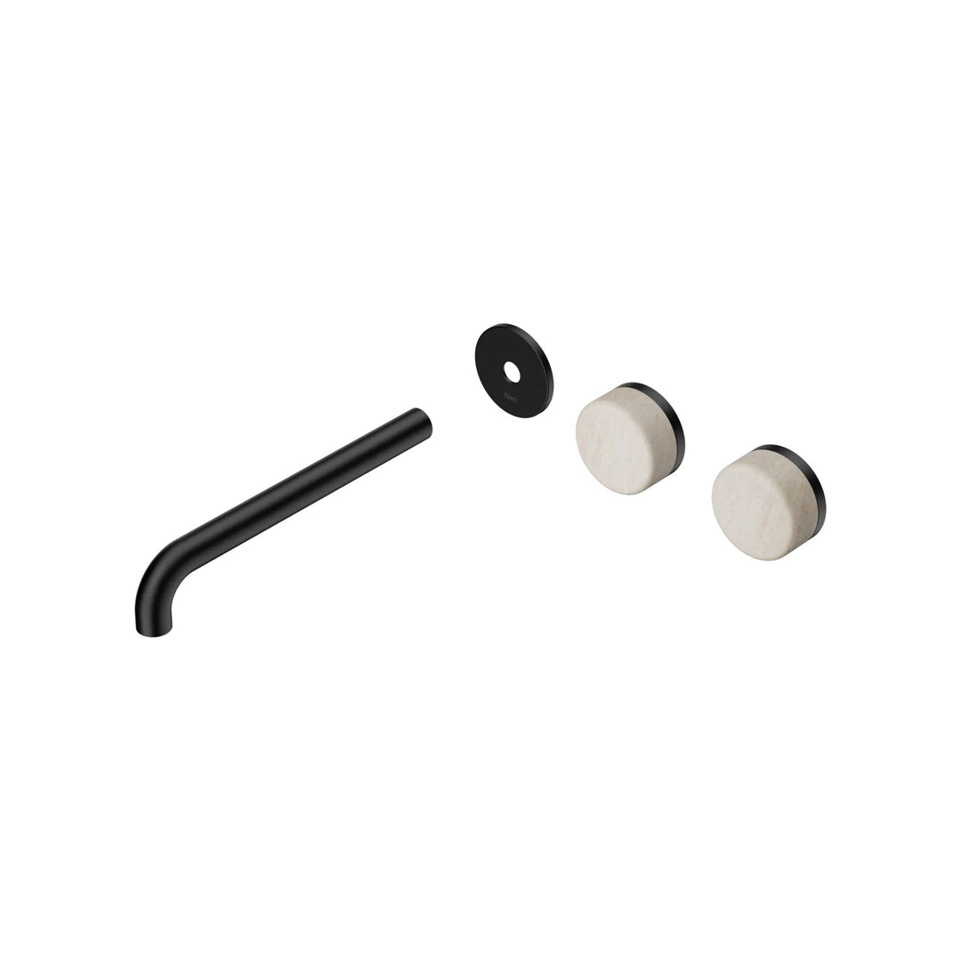 Nero Serenity Offset Wall Basin Set Trim Kit 160/185/220mm - Rome Travertine Handle