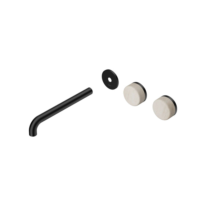 Nero Serenity Offset Wall Basin Set Trim Kit 160/185/220mm - Rome Travertine Handle
