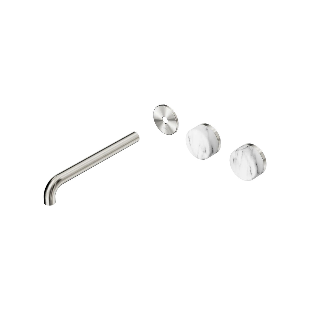 Nero Serenity Offset Wall Basin Set Trim Kit 160/185/220mm - Arabescato Corchia Handle