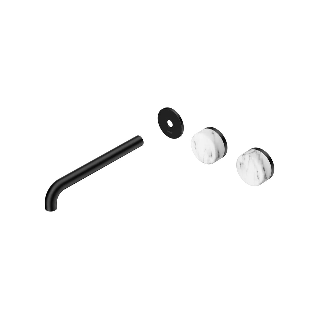 Nero Serenity Offset Wall Basin Set Trim Kit 160/185/220mm - Arabescato Corchia Handle