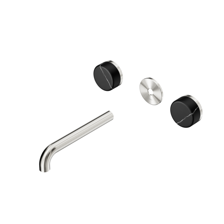 Nero Serenity Wall Basin Set Trim Kit 160/185/220mm - Marquina Black Handle - Design 10