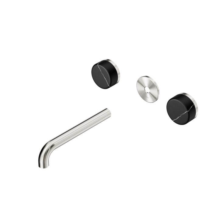 Nero Serenity Wall Basin Set Trim Kit 160/185/220mm - Marquina Black Handle - Design 10