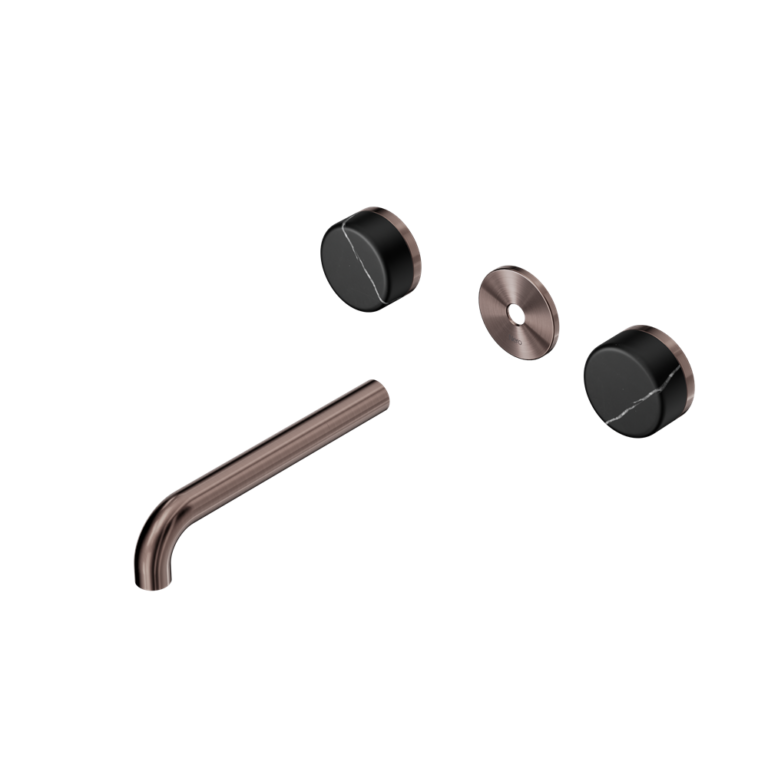 Nero Serenity Wall Basin Set Trim Kit 160/185/220mm - Marquina Black Handle - Design 10
