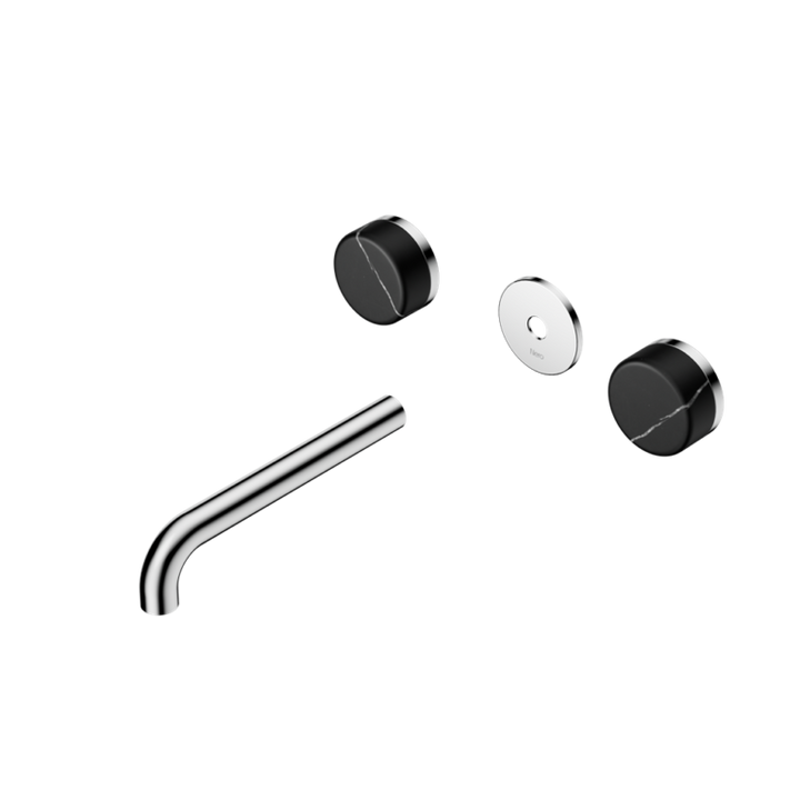 Nero Serenity Wall Basin Set Trim Kit 160/185/220mm - Marquina Black Handle - Design 10