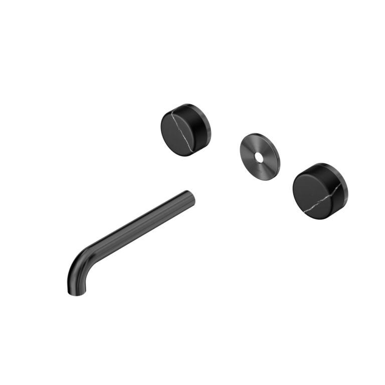 Nero Serenity Wall Basin Set Trim Kit 160/185/220mm - Marquina Black Handle - Design 10