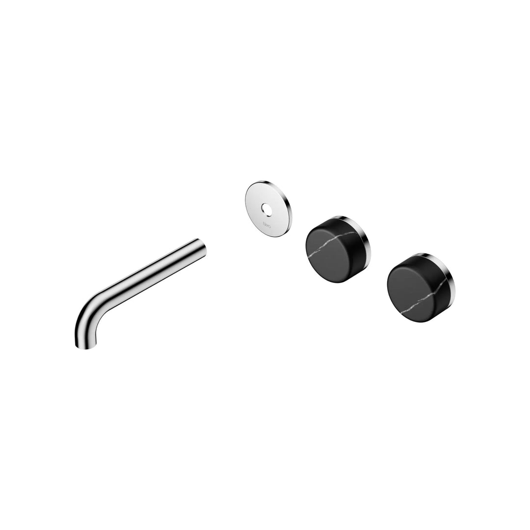 Nero Serenity Offset Wall Basin Set Trim Kit 160/185/220mm - Marquina Black Handle