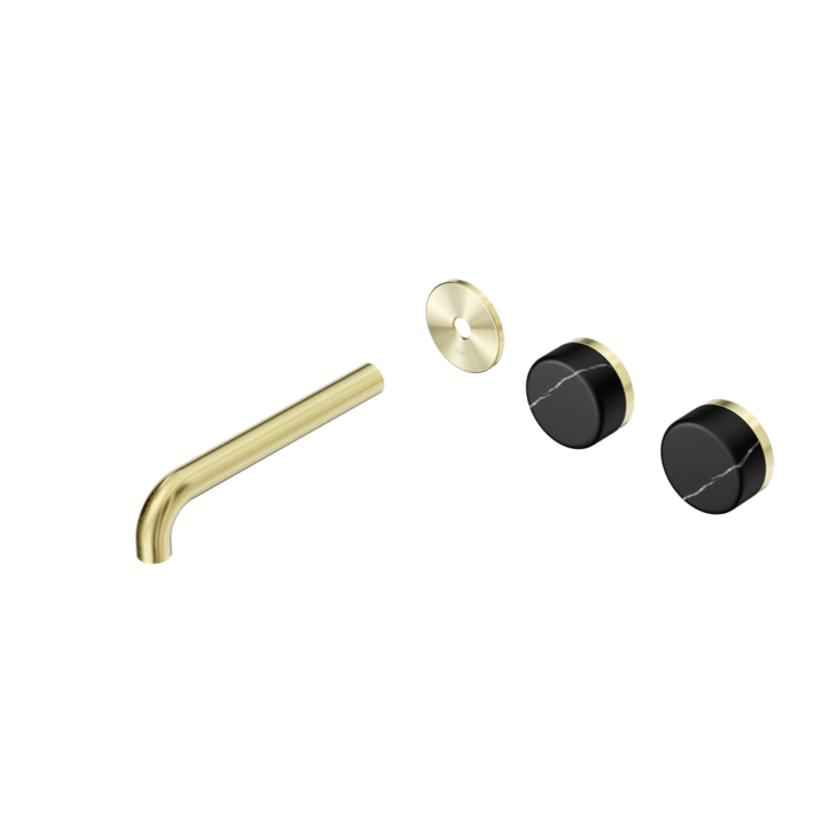 Nero Serenity Offset Wall Basin Set Trim Kit 160/185/220mm - Marquina Black Handle - Design 10