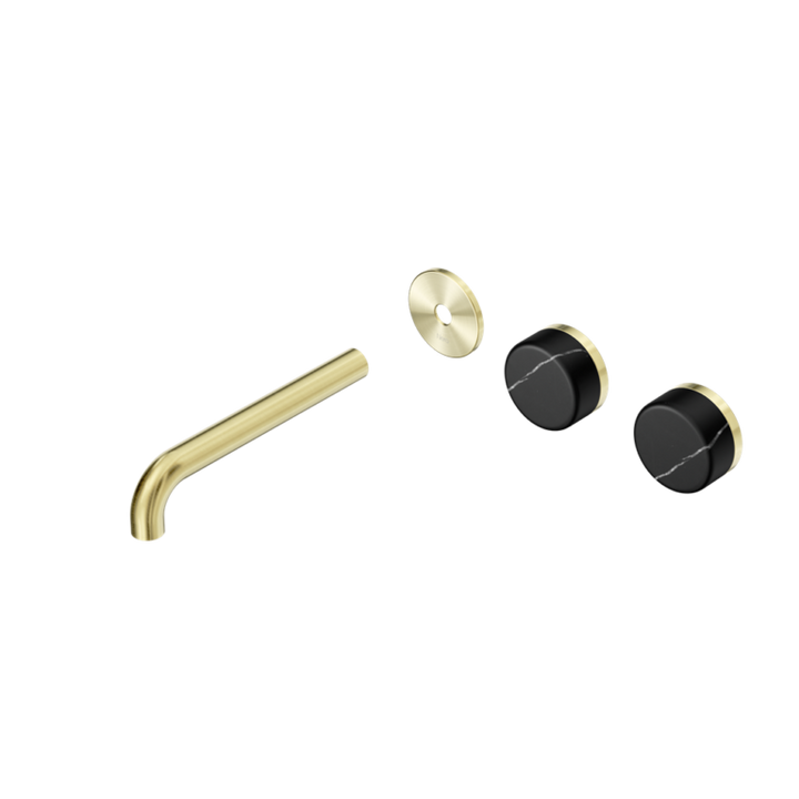Nero Serenity Offset Wall Basin Set Trim Kit 160/185/220mm - Marquina Black Handle - Design 10