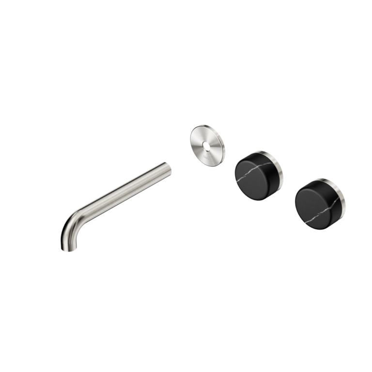 Nero Serenity Offset Wall Basin Set Trim Kit 160/185/220mm - Marquina Black Handle - Design 10