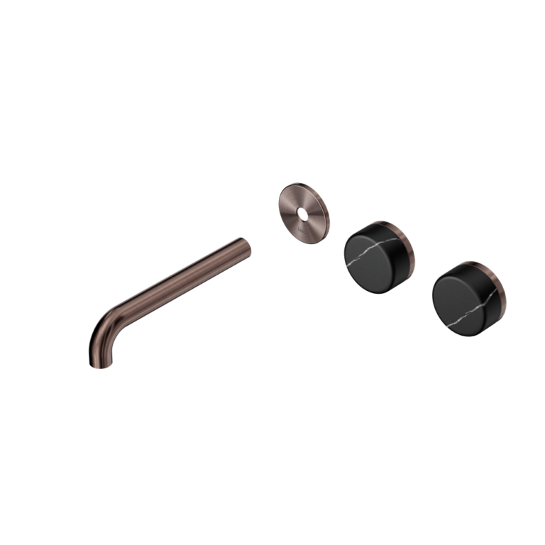 Nero Serenity Offset Wall Basin Set Trim Kit 160/185/220mm - Marquina Black Handle - Design 10