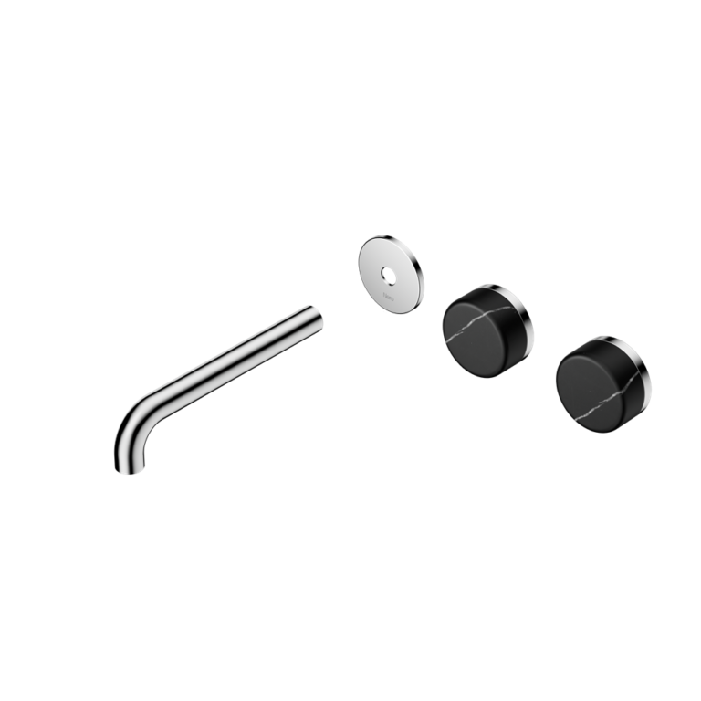 Nero Serenity Offset Wall Basin Set Trim Kit 160/185/220mm - Marquina Black Handle - Design 10