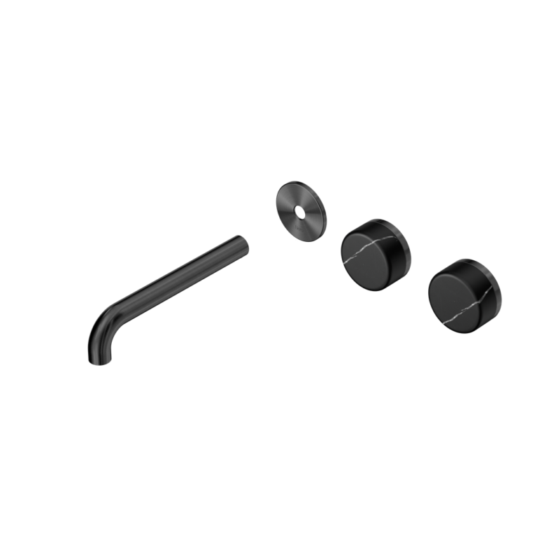 Nero Serenity Offset Wall Basin Set Trim Kit 160/185/220mm - Marquina Black Handle - Design 10