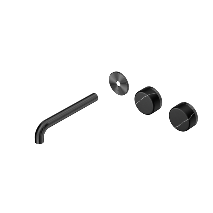 Nero Serenity Offset Wall Basin Set Trim Kit 160/185/220mm - Marquina Black Handle - Design 10