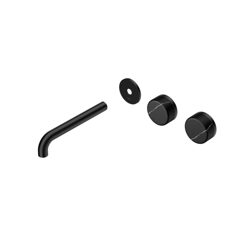 Nero Serenity Offset Wall Basin Set Trim Kit 160/185/220mm - Marquina Black Handle - Design 10