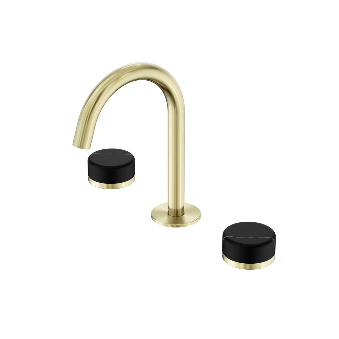 Nero Serenity Basin Set Arc Spout - Marquina Black Handle Brushed Gold