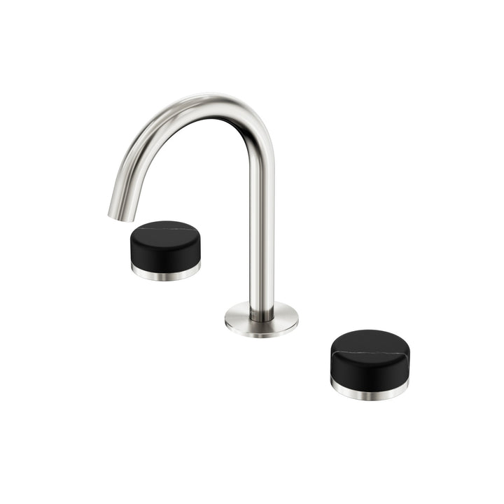 Nero Serenity Basin Set Arc Spout - Marquina Black Handle Brushed Nickel