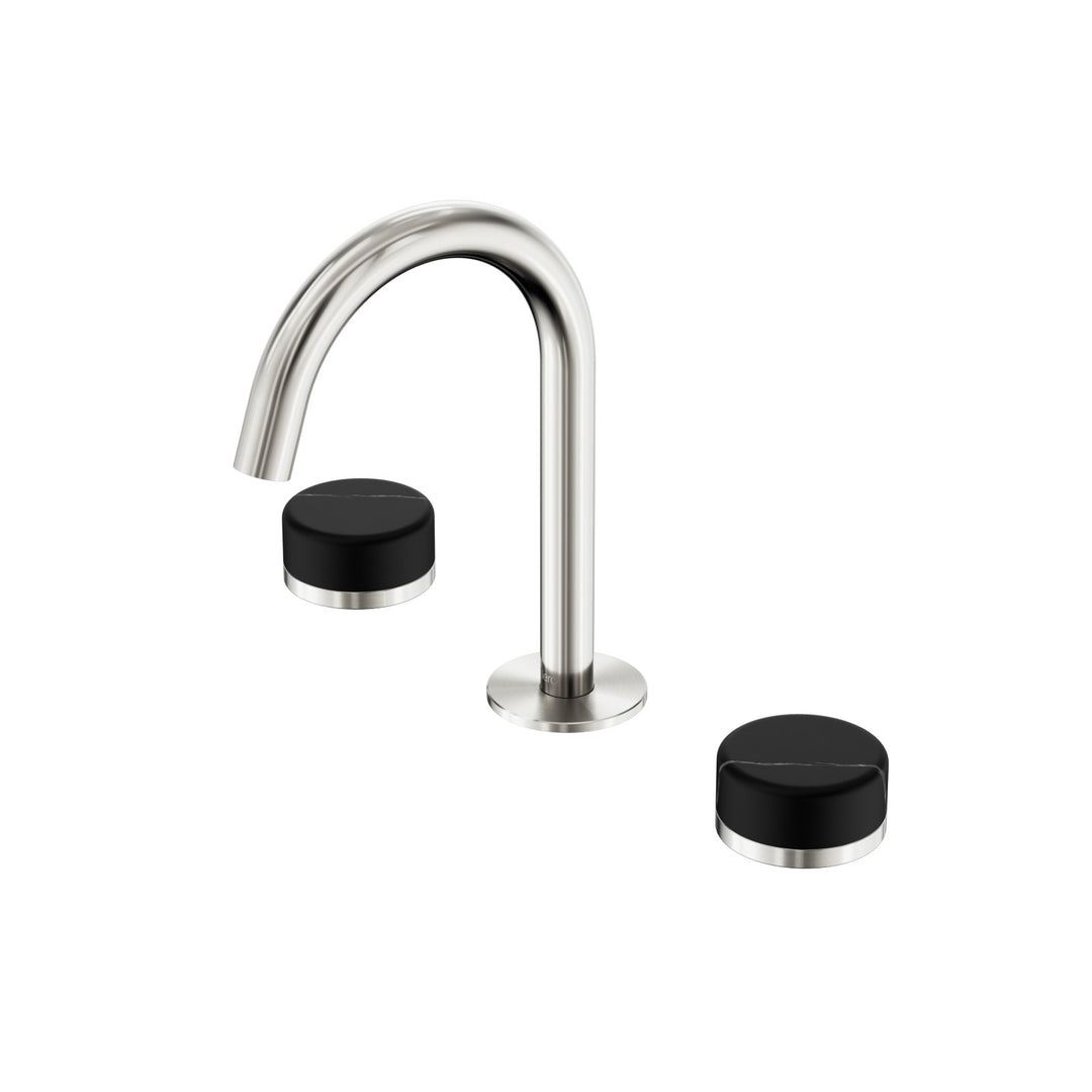 Nero Serenity Basin Set Arc Spout - Marquina Black Handle Brushed Nickel