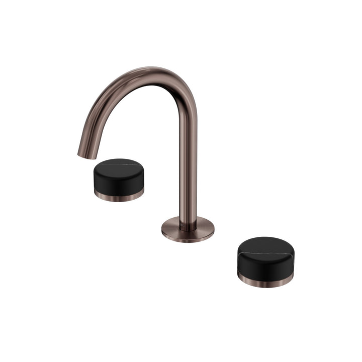 Nero Serenity Basin Set Arc Spout - Marquina Black Handle Brushed Bronze
