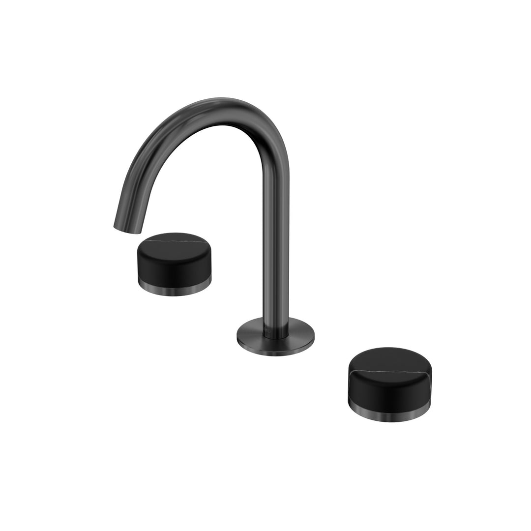Nero Serenity Basin Set Arc Spout - Marquina Black Handle Gunmetal