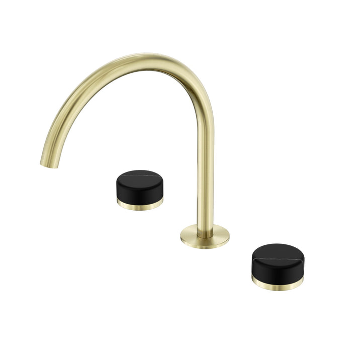 Nero Serenity Bath/Kitchen Set - Marquina Black Handle Brushed Gold