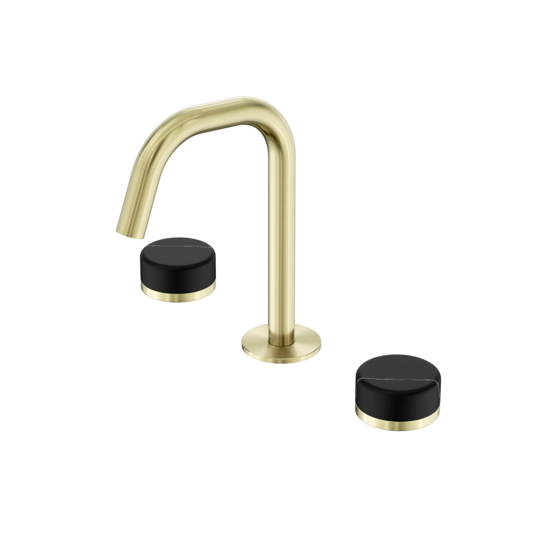 Nero Serenity Edge Spout Basin Set - Marquina Black Handle Brushed Gold