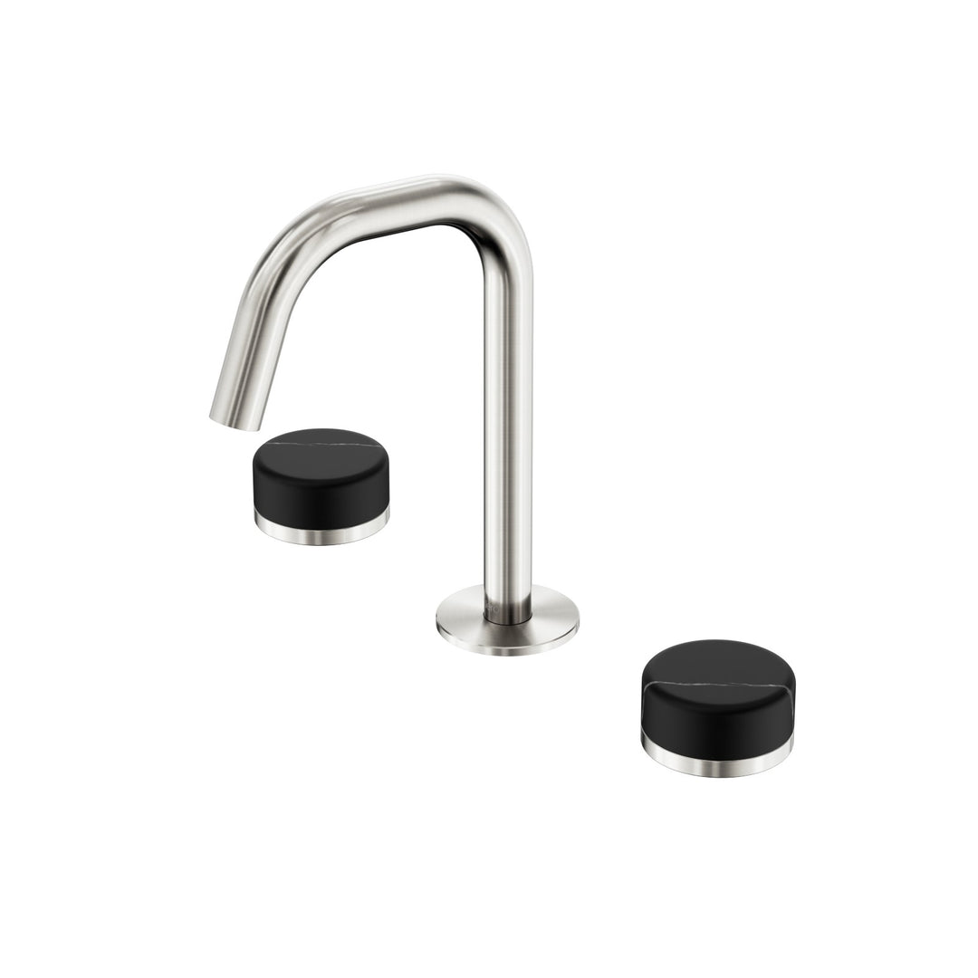 Nero Serenity Edge Spout Basin Set - Marquina Black Handle Brushed Nickel
