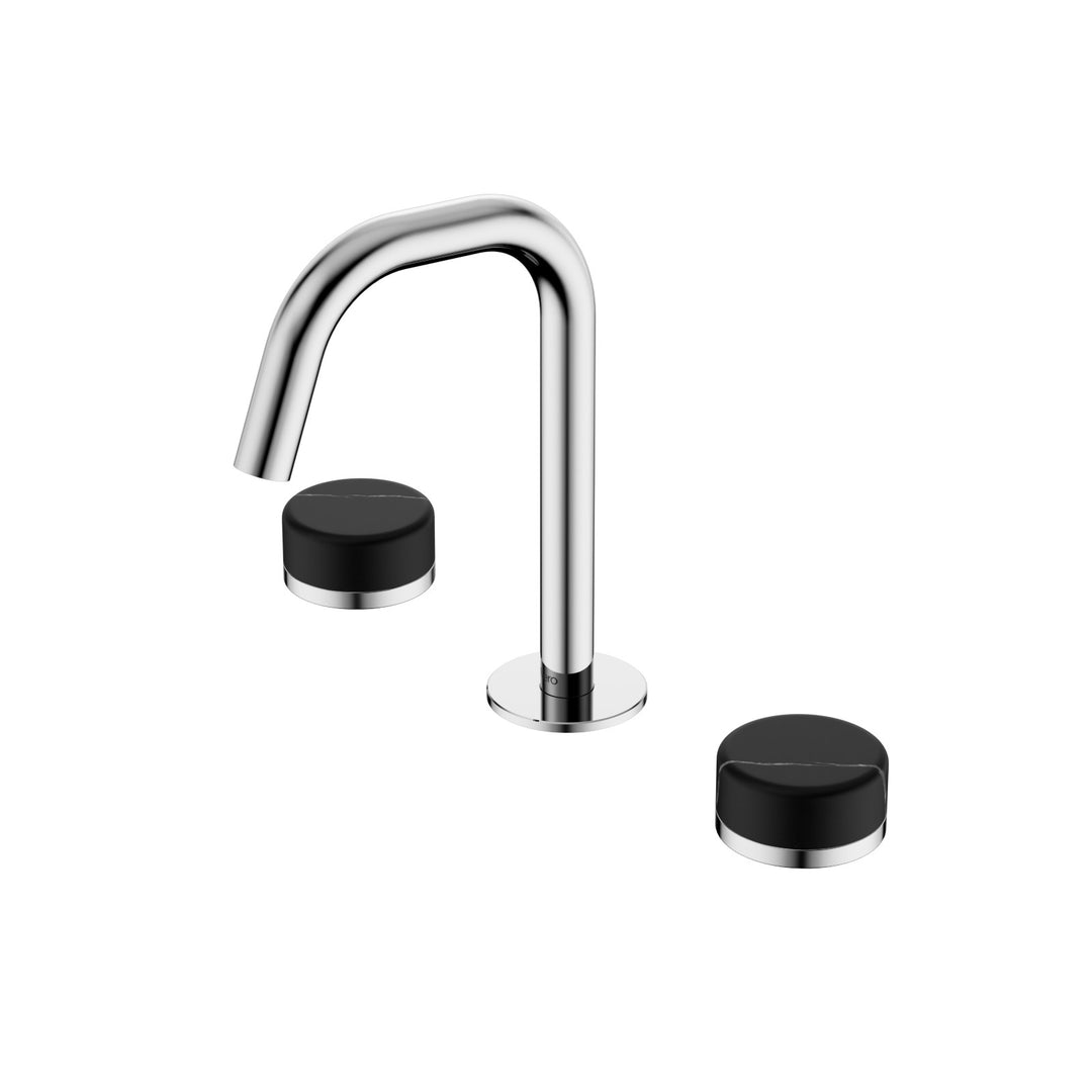 Nero Serenity Edge Spout Basin Set - Marquina Black Handle Chrome