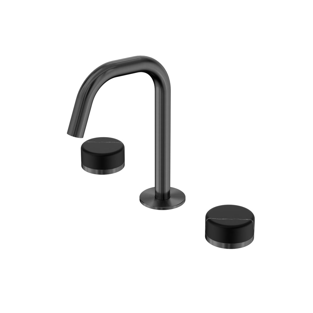 Nero Serenity Edge Spout Basin Set - Marquina Black Handle Gunmetal