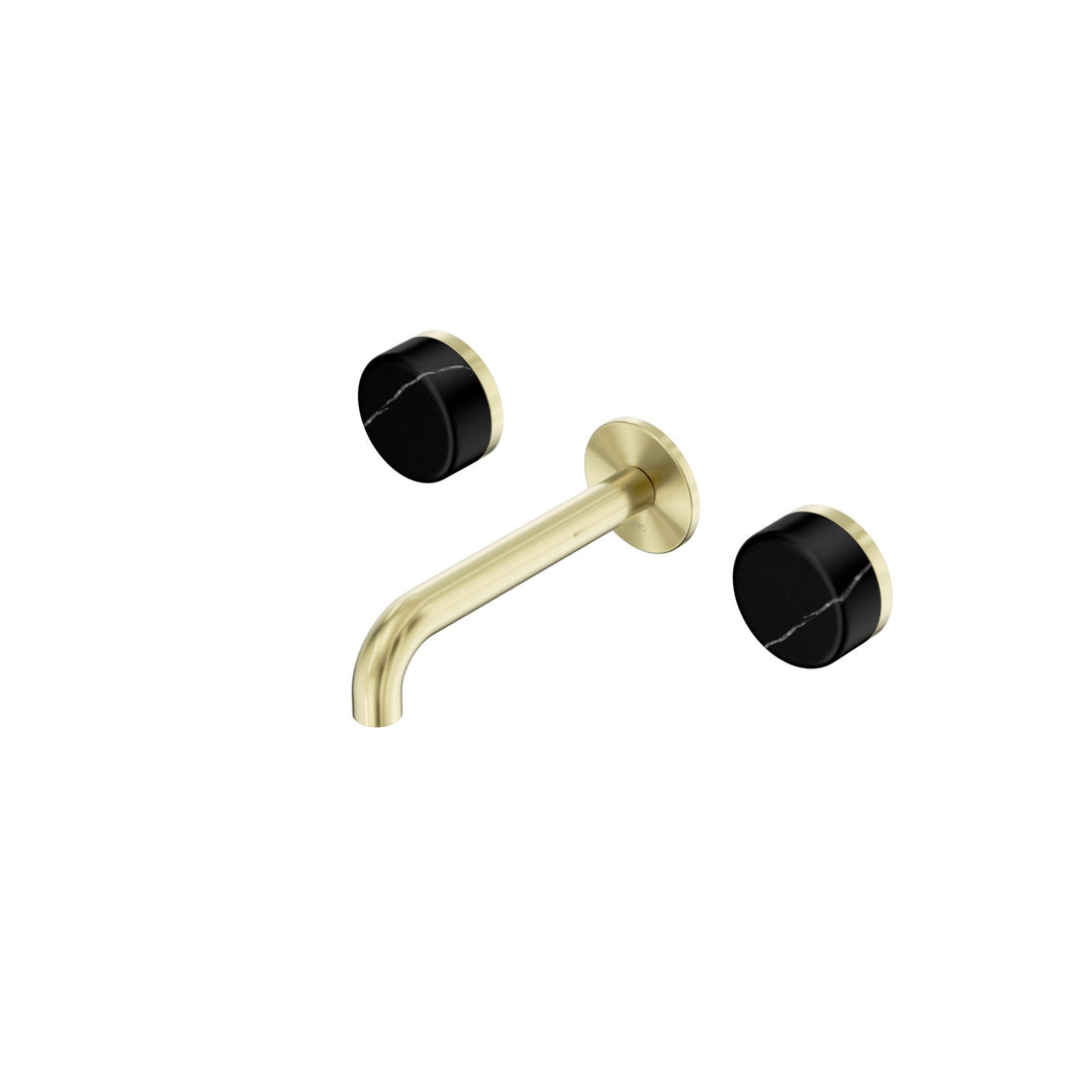 Nero Serenity Wall Basin Set 160/185/220mm - Marquina Black Handle Brushed Gold / 160mm