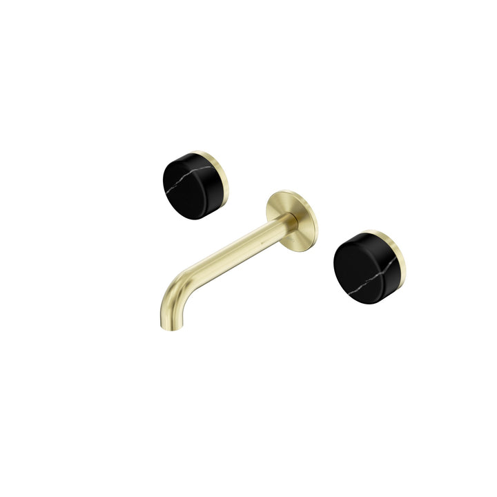 Nero Serenity Wall Basin Set 160/185/220mm - Marquina Black Handle Brushed Gold / 160mm