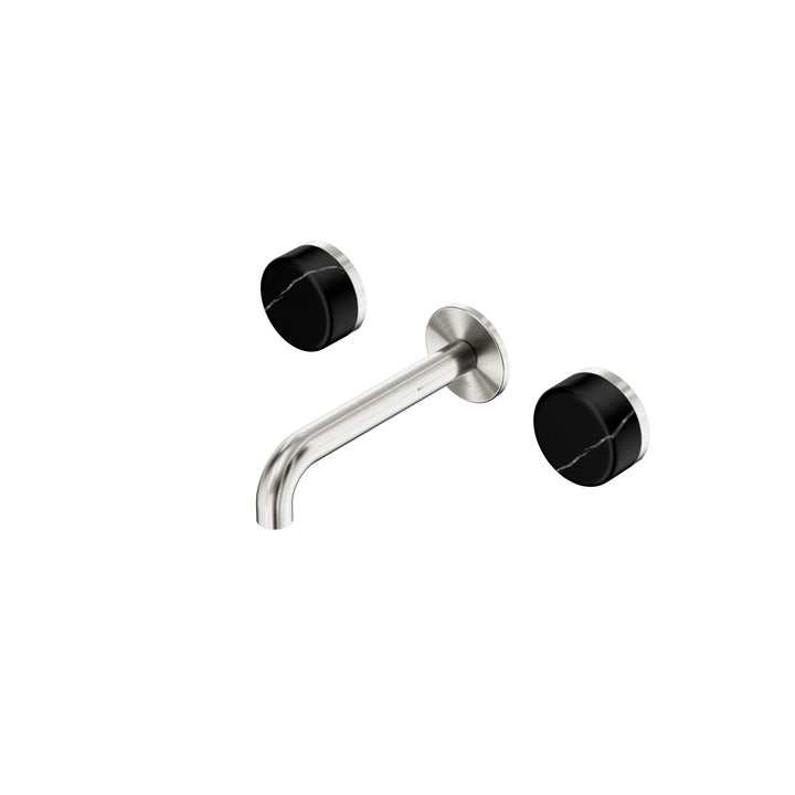 Nero Serenity Wall Basin Set 160/185/220mm - Marquina Black Handle Brushed Nickel / 160mm