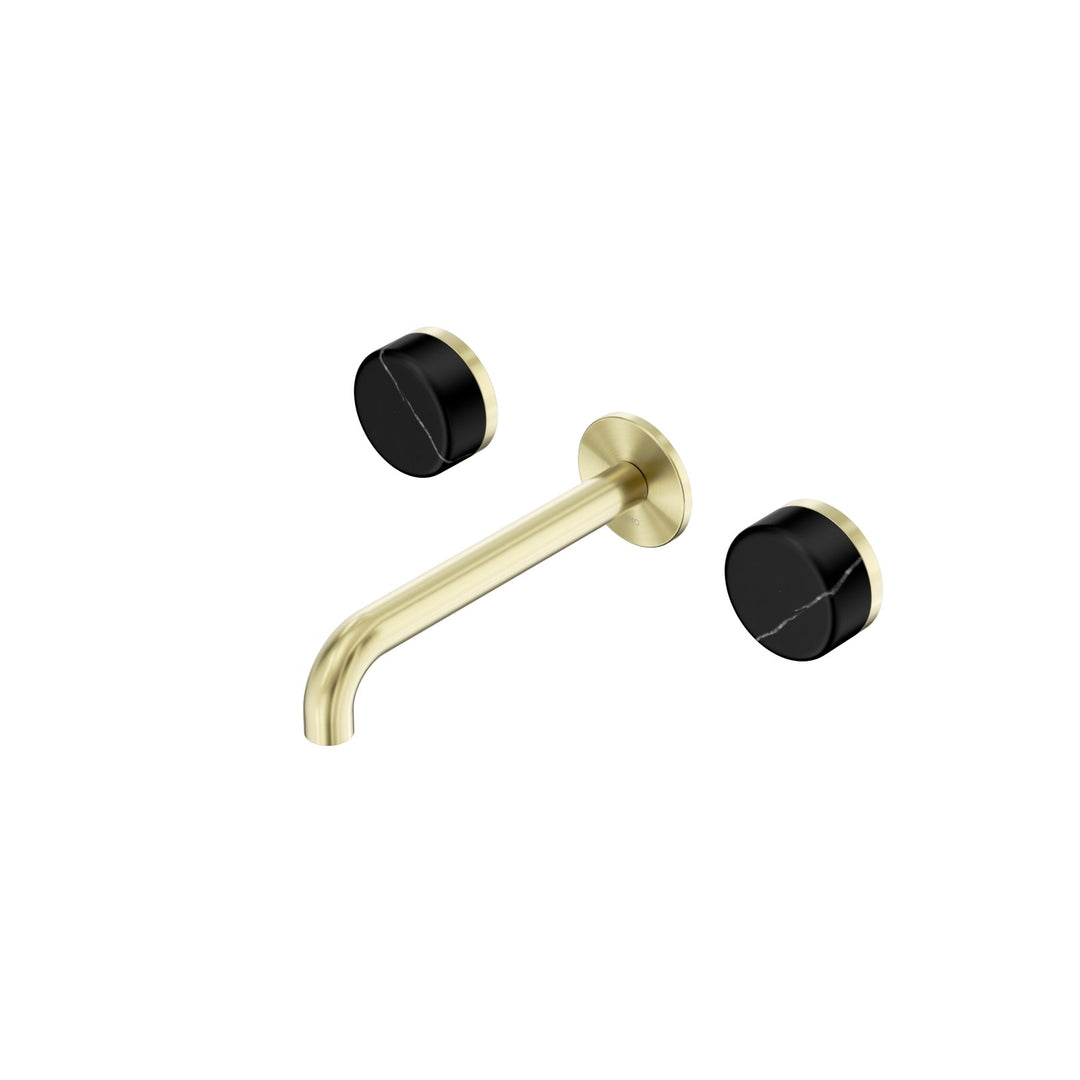 Nero Serenity Wall Basin Set 160/185/220mm - Marquina Black Handle Brushed Gold / 185mm