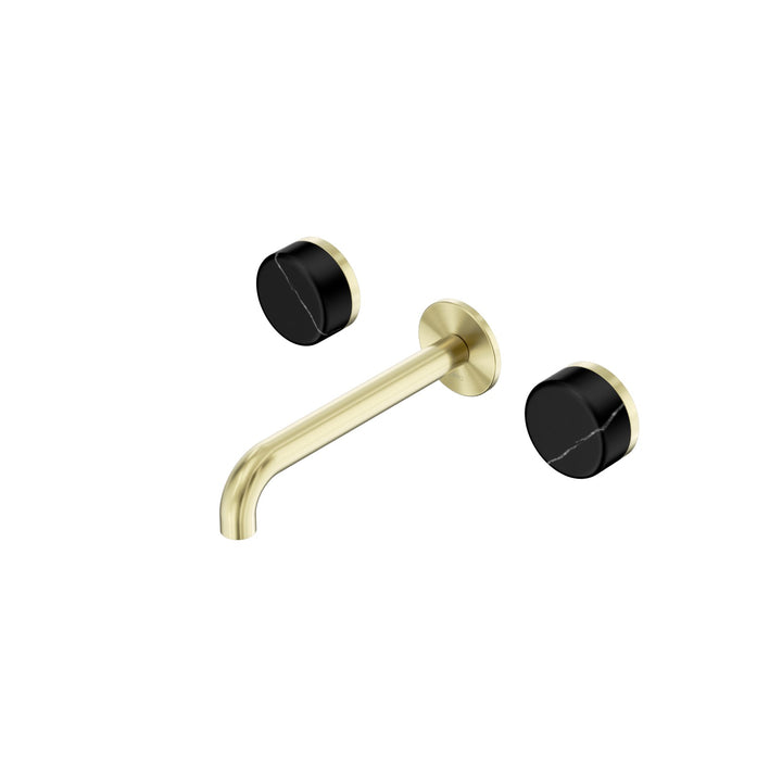Nero Serenity Wall Basin Set 160/185/220mm - Marquina Black Handle Brushed Gold / 185mm