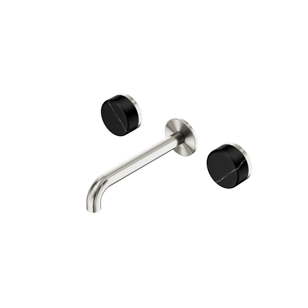 Nero Serenity Wall Basin Set 160/185/220mm - Marquina Black Handle Brushed Nickel / 185mm
