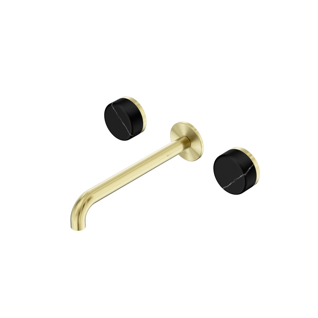 Nero Serenity Wall Basin Set 160/185/220mm - Marquina Black Handle Brushed Gold / 220mm
