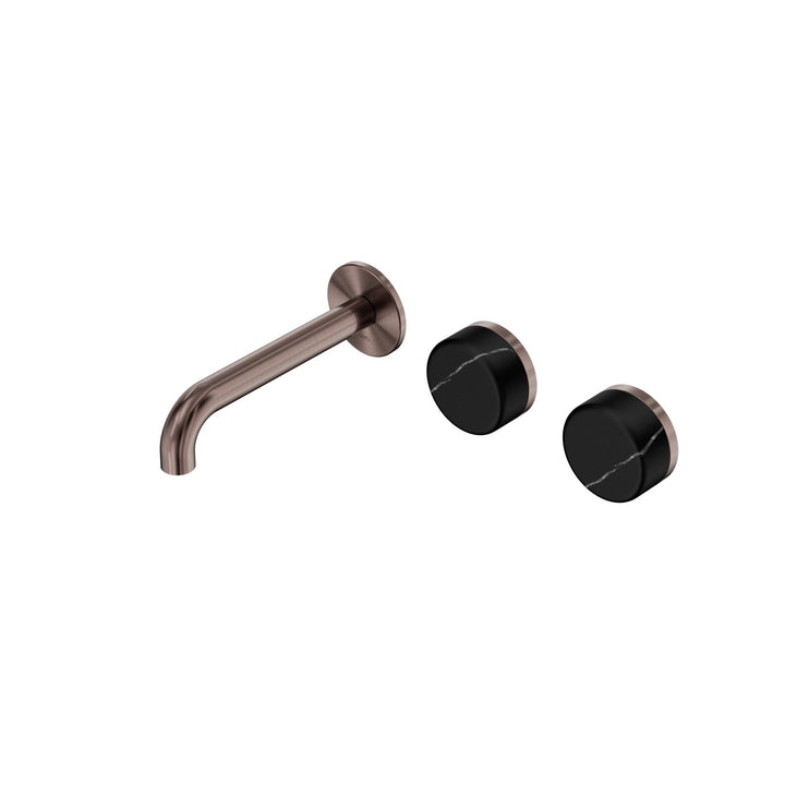Nero Serenity Wall Basin Set 160/185/220mm Offset - Marquina Black Handle Brushed Bronze / 160mm