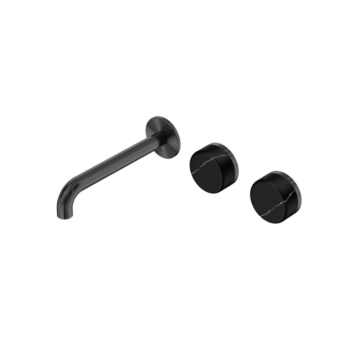 Nero Serenity Wall Basin Set 160/185/220mm Offset - Marquina Black Handle Gunmetal / 185mm