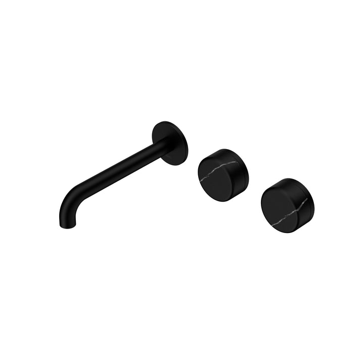 Nero Serenity Wall Basin Set 160/185/220mm Offset - Marquina Black Handle Matte Black / 185mm