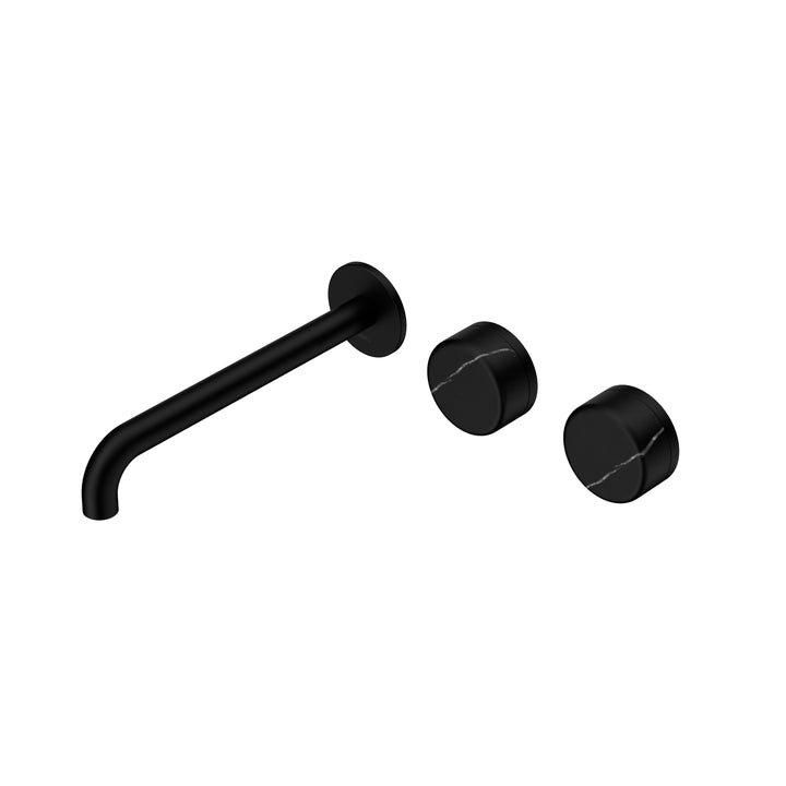 Nero Serenity Wall Basin Set 160/185/220mm Offset - Marquina Black Handle Matte Black / 220mm